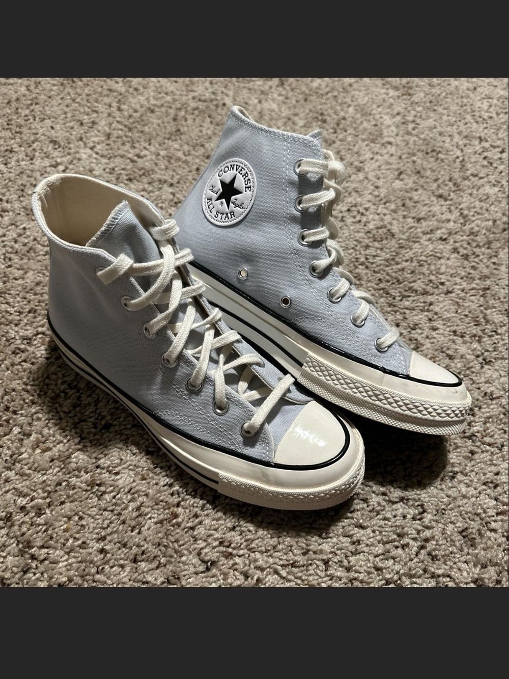 Converse High Top Sneakers in Pale Blue and White